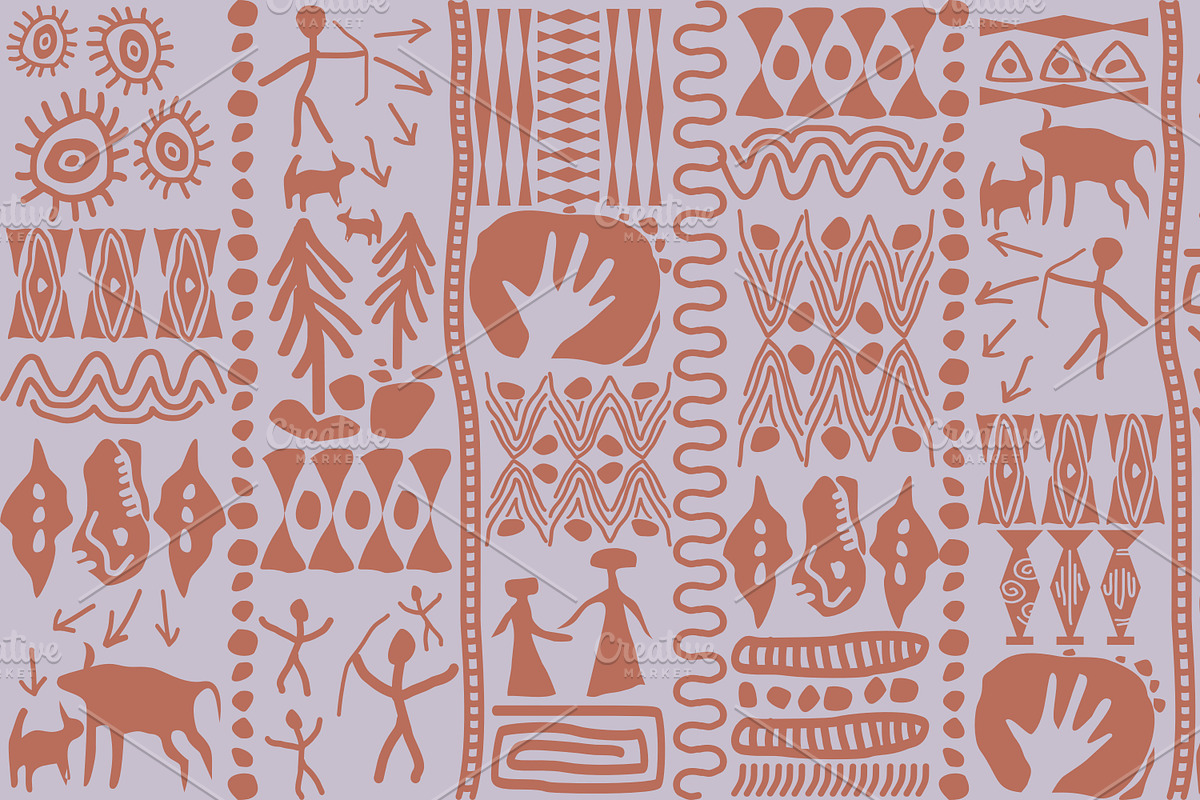 Cave Art Patterns, a Pattern Graphic by ThaiByGaew (Photo 7 of 12)