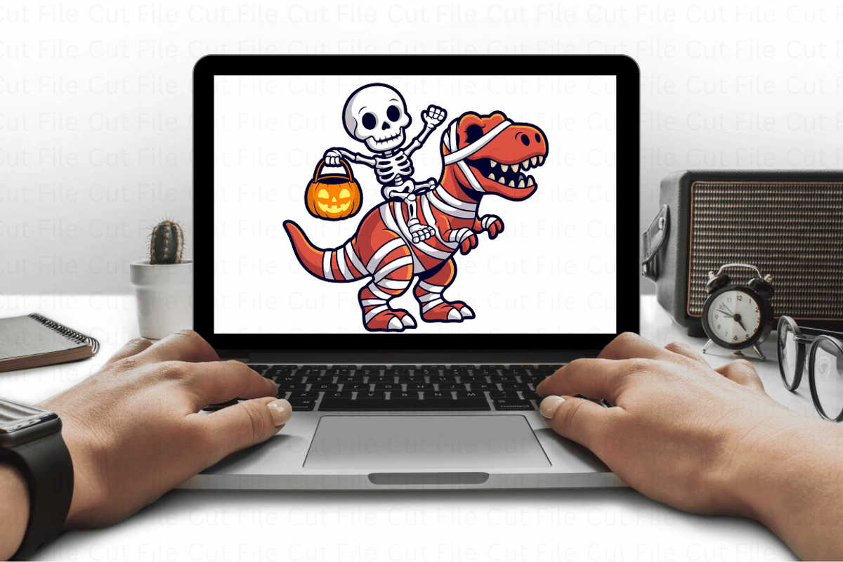 Skeleton Dinosaur T-Rex Halloween PN, a Graphic by Cut File (Photo 4 of 5)