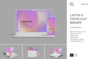 Laptop & Phone Clay Mockup, a Device Mockup by graphictime (Thumbnail 1 of 10)