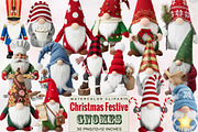 Christmas Festive Gnomes Clipart Bun, an Illustration by SVGArt (Thumbnail 1 of 8)