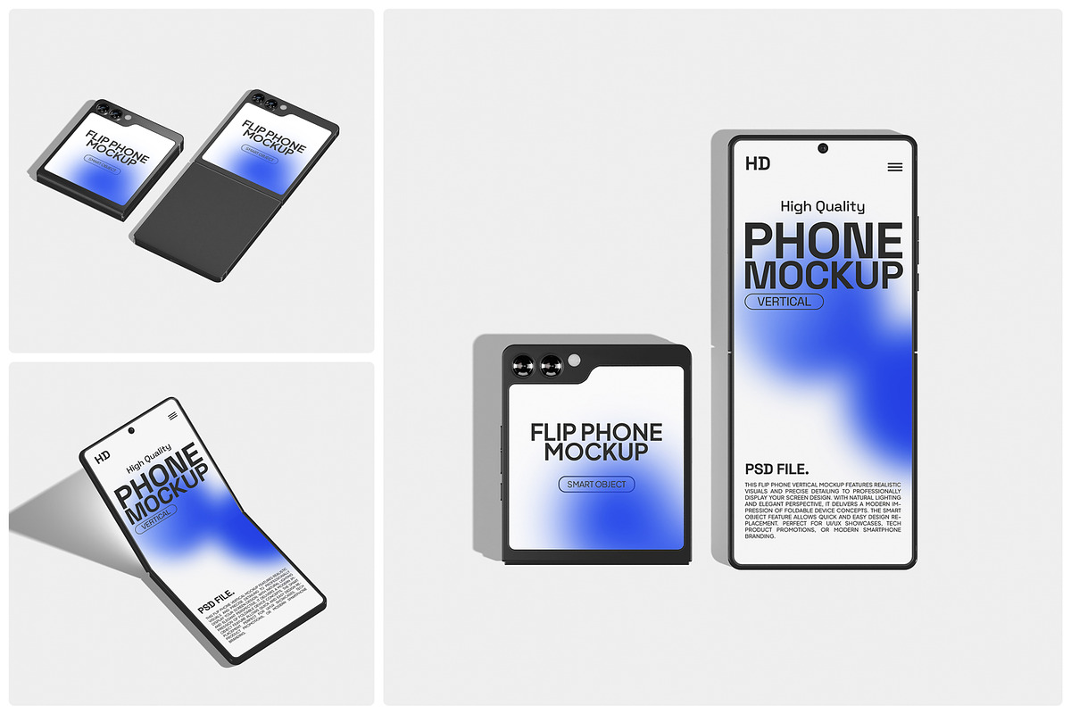 Flip Phone Mockup, an Android Mockup by Unerispace (Photo 1 of 5)