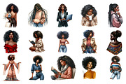 Watercolor Black Women Clip Art, an Illustration by Designking (Thumbnail 3 of 5)