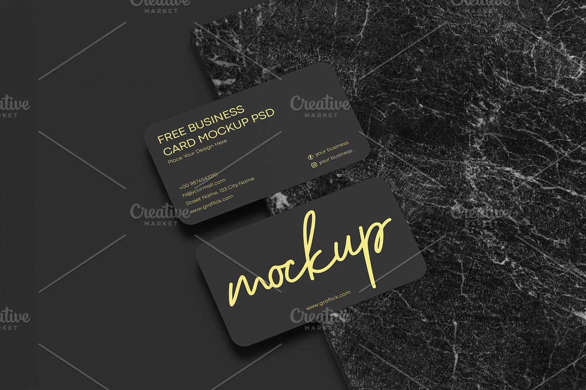 Black Elegant Business Card Mockup, an Advertising Mockup by Dev.Rawat21 (Photo 3 of 3)