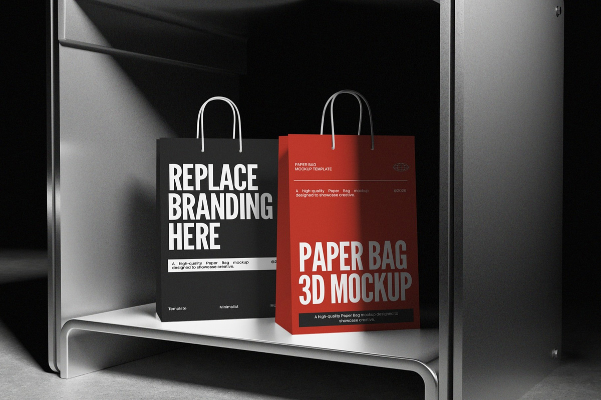 Paper Bag 3D Mockup, a Packaging Mockup by graphicook (Photo 4 of 4)