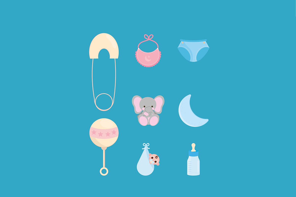 Baby Shower Illustration Set, an Object Illustration by studiogstock (Photo 2 of 3)