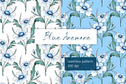 Watercolor Blue Floral Patterns, a Pattern Graphic by Gribanessa (Thumbnail 1 of 3)