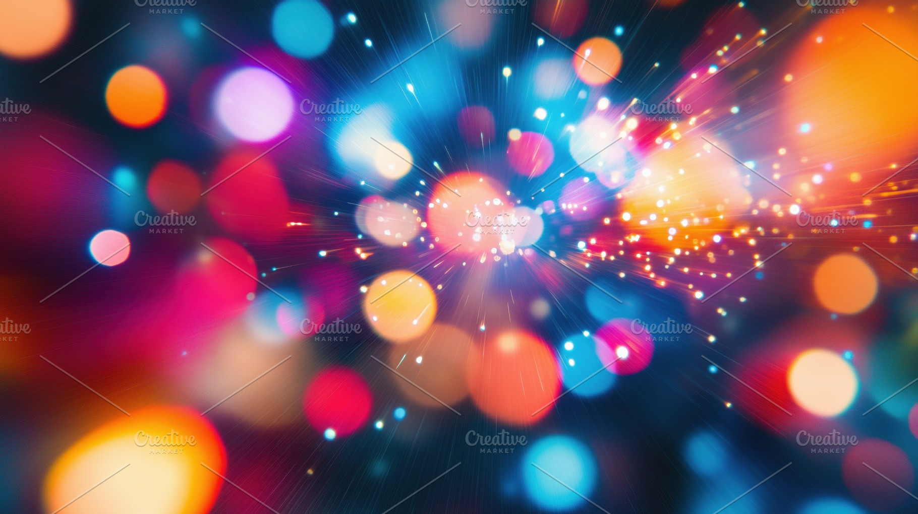 A vibrant abstract background featuring colorful bokeh lights and glowing parti, a Photo by Textures & Backgrounds