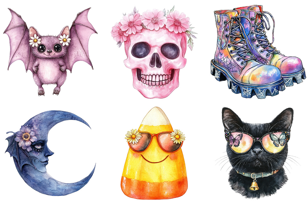 Groovy Halloween Clipart, Trendy, an Illustration by Daily.Designs (Photo 4 of 5)