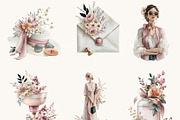 Watercolor Soft Pink Girl Clipart, a Person Illustration by BusyDaydesign (Thumbnail 4 of 9)