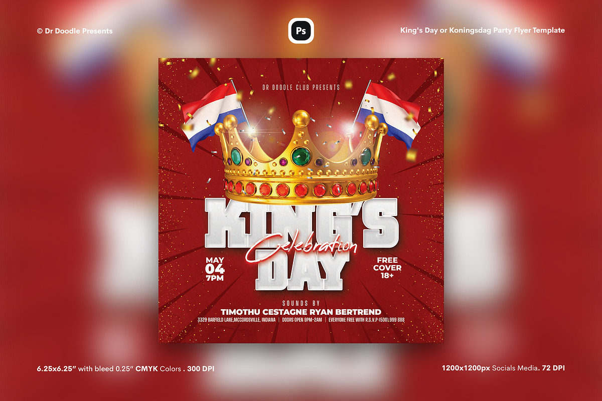 Koningsdag Party Flyer, a Flyer Template by iDoodle Studio