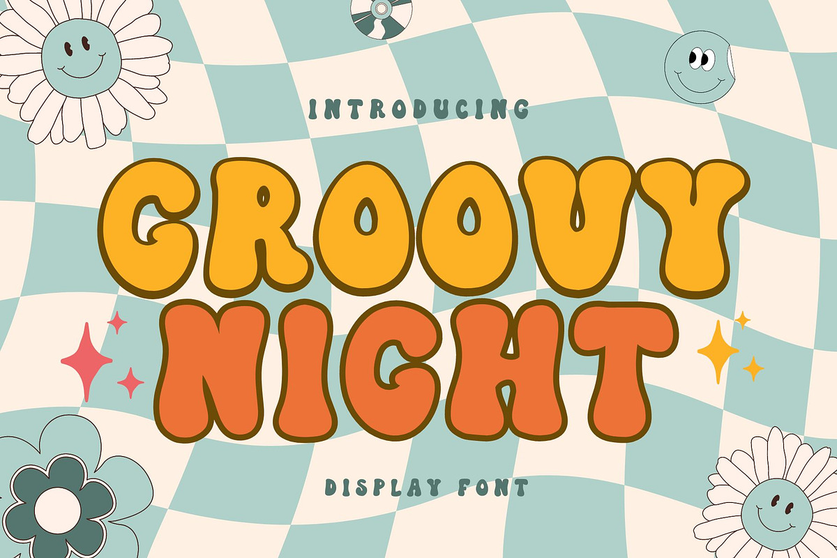 Groovy Night is a cool groovy font, a Handwritten Font by Brown Cupple (Photo 1 of 7)