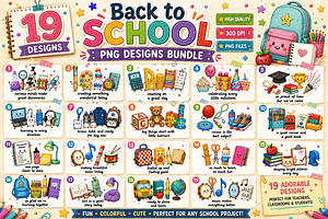 Back to School Png Design Bundle, a Seasonal Illustration by CreationArt