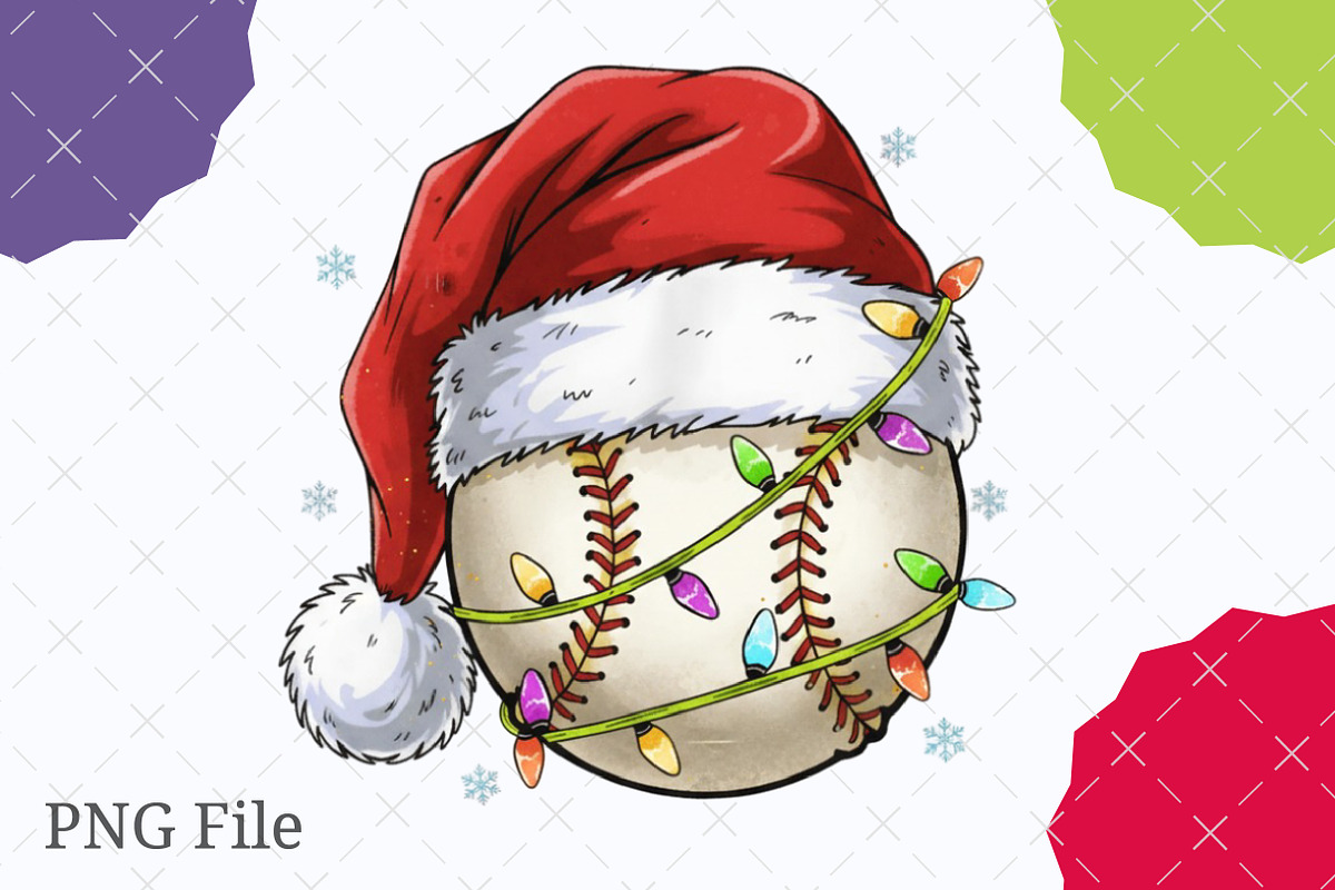 Christmas Softball Santa Hat PNG, an Illustration by designcity5 (Photo 1 of 8)