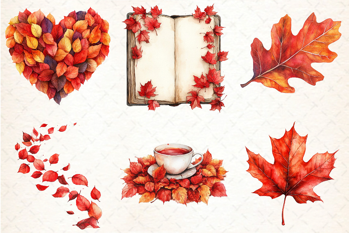 Watercolor Crimson Canopy Clipart, an Illustration by DreamCafeArt (Photo 3 of 7)
