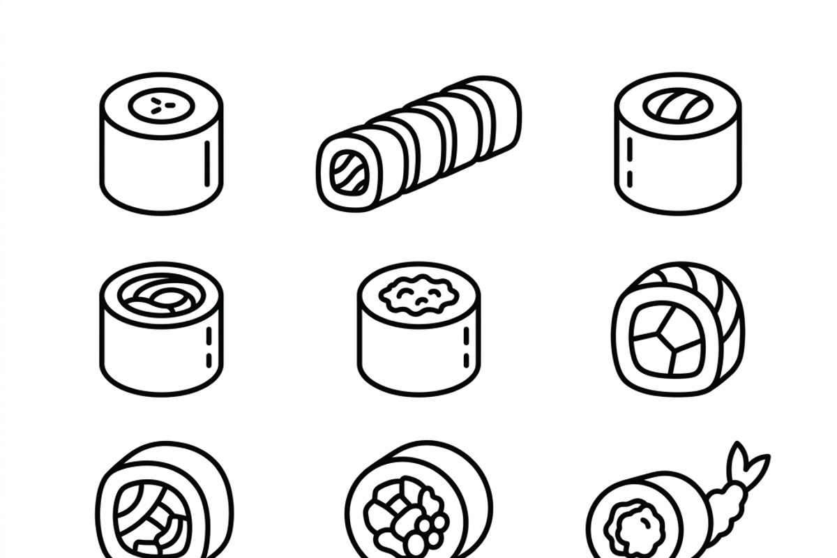390 Sushi Restaurant Icons, an Outline Icon by adenpinkstore (Photo 1 of 13)