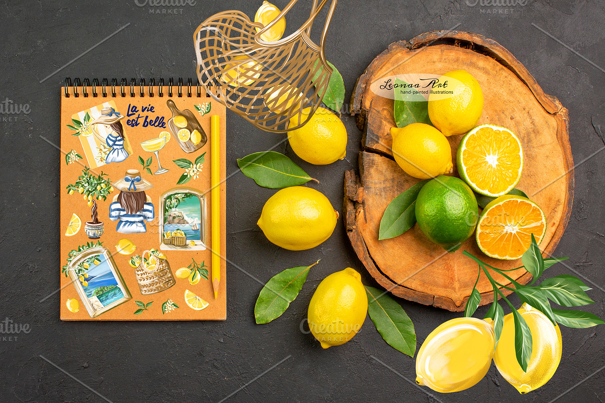 Lemons Clipart Set, a Seasonal Illustration by Leonaa art (Photo 10 of 11)