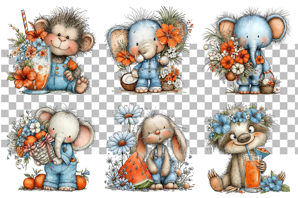 Tropical Fruit Party Animals Clipart, a Seasonal Illustration by Daily.Designs (Photo 3 of 5)