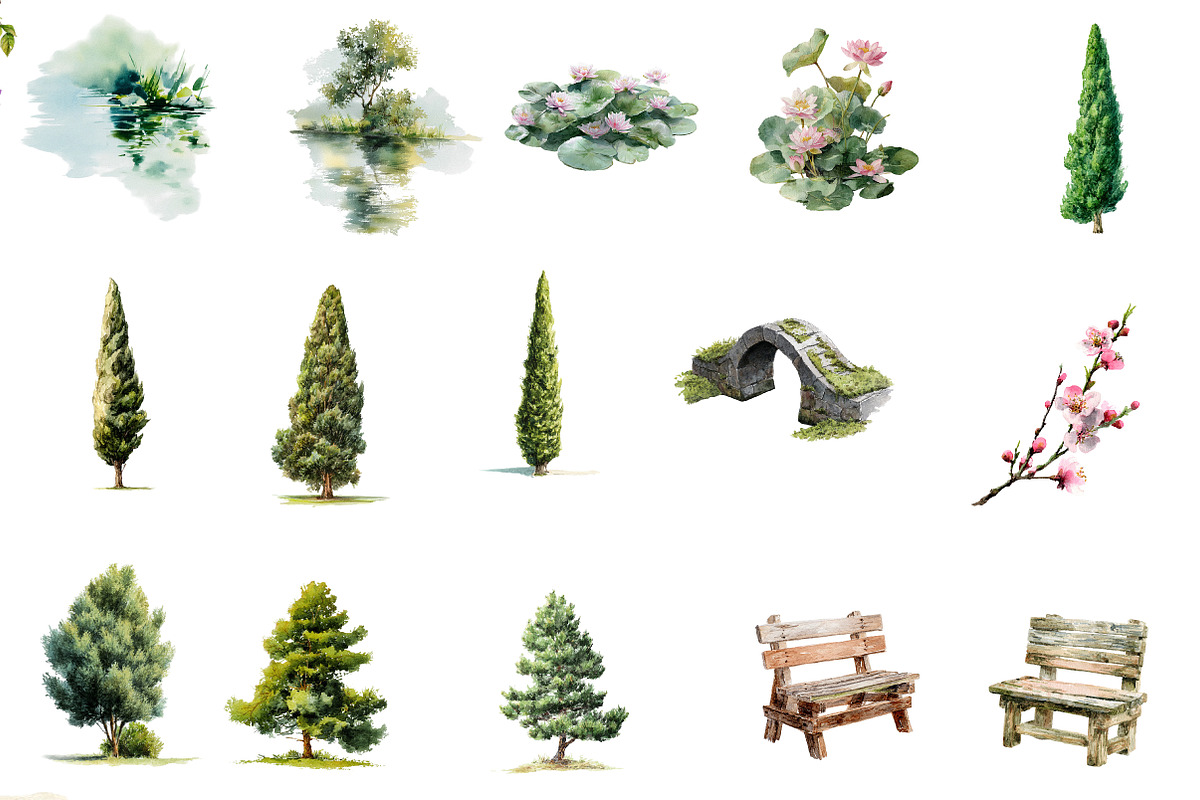 Watercolor Garden clipart, an Illustration by Designworld (Photo 3 of 5)