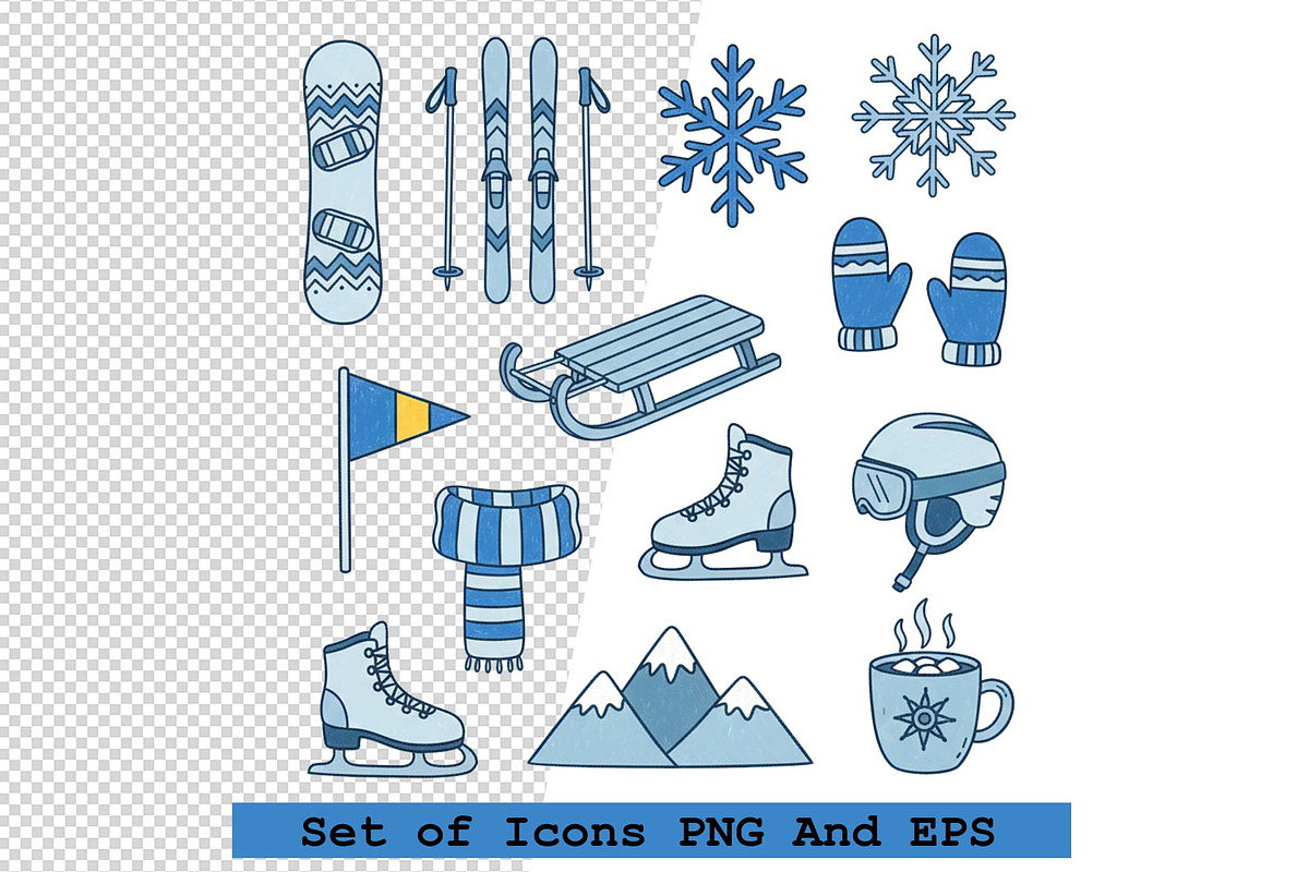 Set of winter sports icons vector, an Icon by one-touch