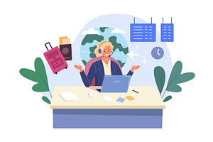 Tour manager. Woman travel agent, a Person Illustration by Stock-Smart-Start