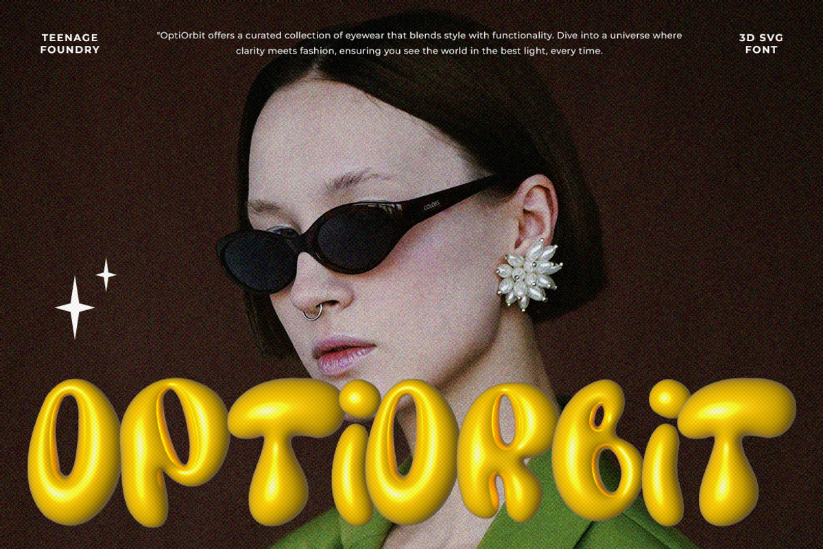 Teenage Yellow Star – 3D SVG Font, a Sans Serif Font by TeenageFoundry (Photo 4 of 6)