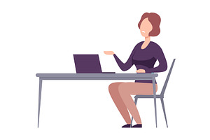 Businesswoman Character Sitting at, a Person Illustration by TopVectors