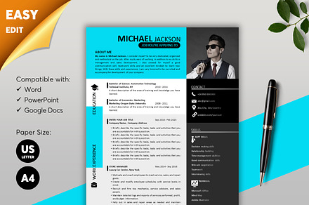 ATS Resume CV Word & Google Docs 19, a Resume Template by MrCam Template Resume|CV