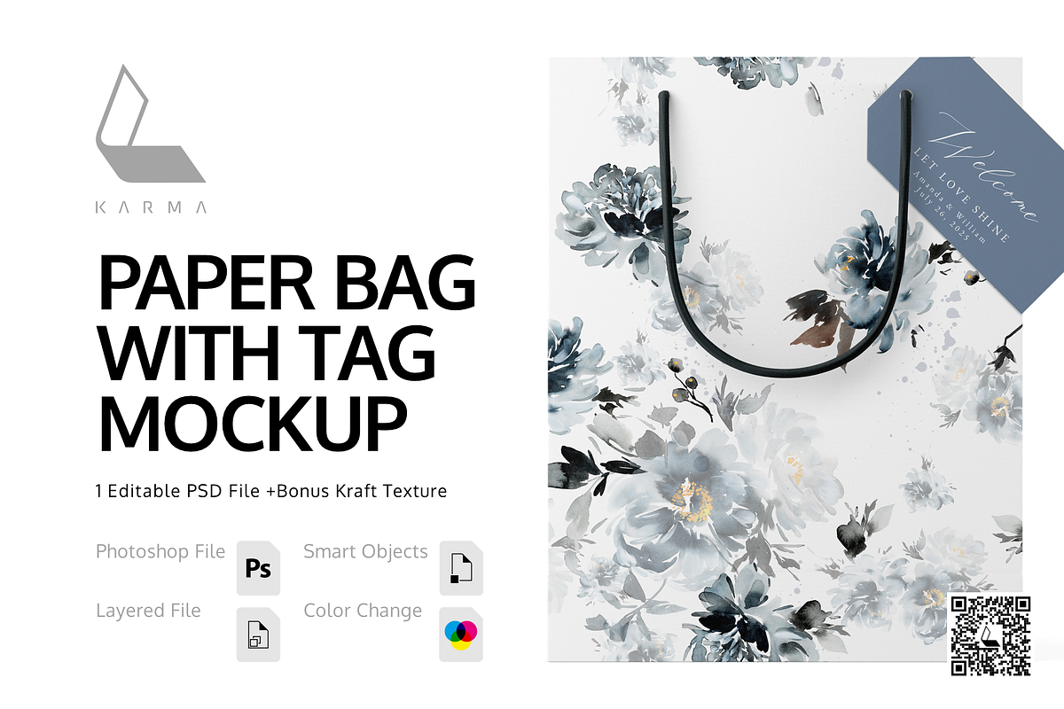 Paper Bag With Tag Mockup PSD, a Mockup by Karma (Photo 1 of 8)