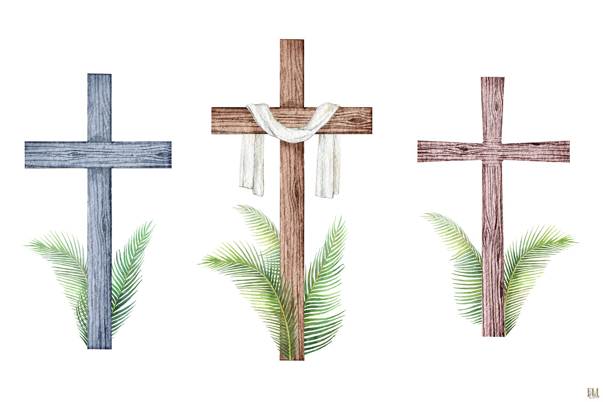 Flower Crosses Watercolor Clipart, a Decorative Illustration by Elena Medvedeva (Photo 3 of 5)