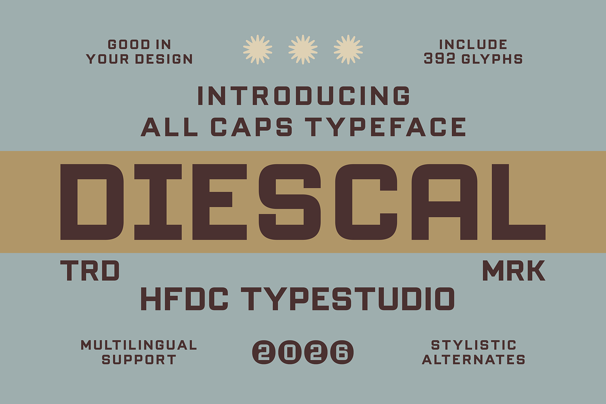 Diescal Typeface, a Sans Serif Font by 24Design Studios (Photo 1 of 9)