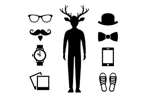 Hipster Icons And Logos Set