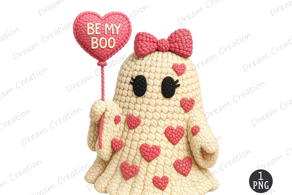 Yarn Crochet Valentines Ghost Png, an Illustration by Dream Creation (Photo 1 of 5)