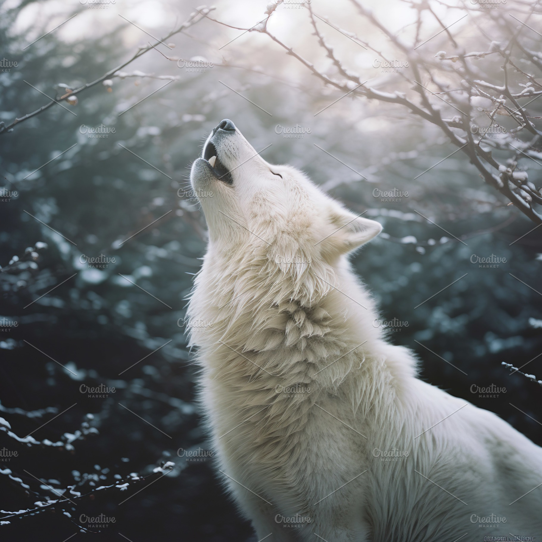 Howling White Wolf, an Animal Photo by k.tay
