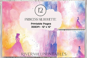 Princess Silhouette Digital Papers