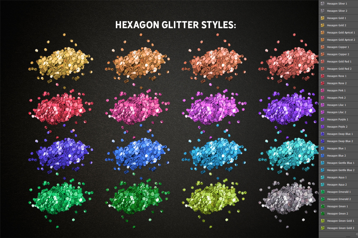 GLITTER PRO Styles, Actions, Brushes, a Layer Style Add-On by Graphic Spirit (Photo 7 of 12)