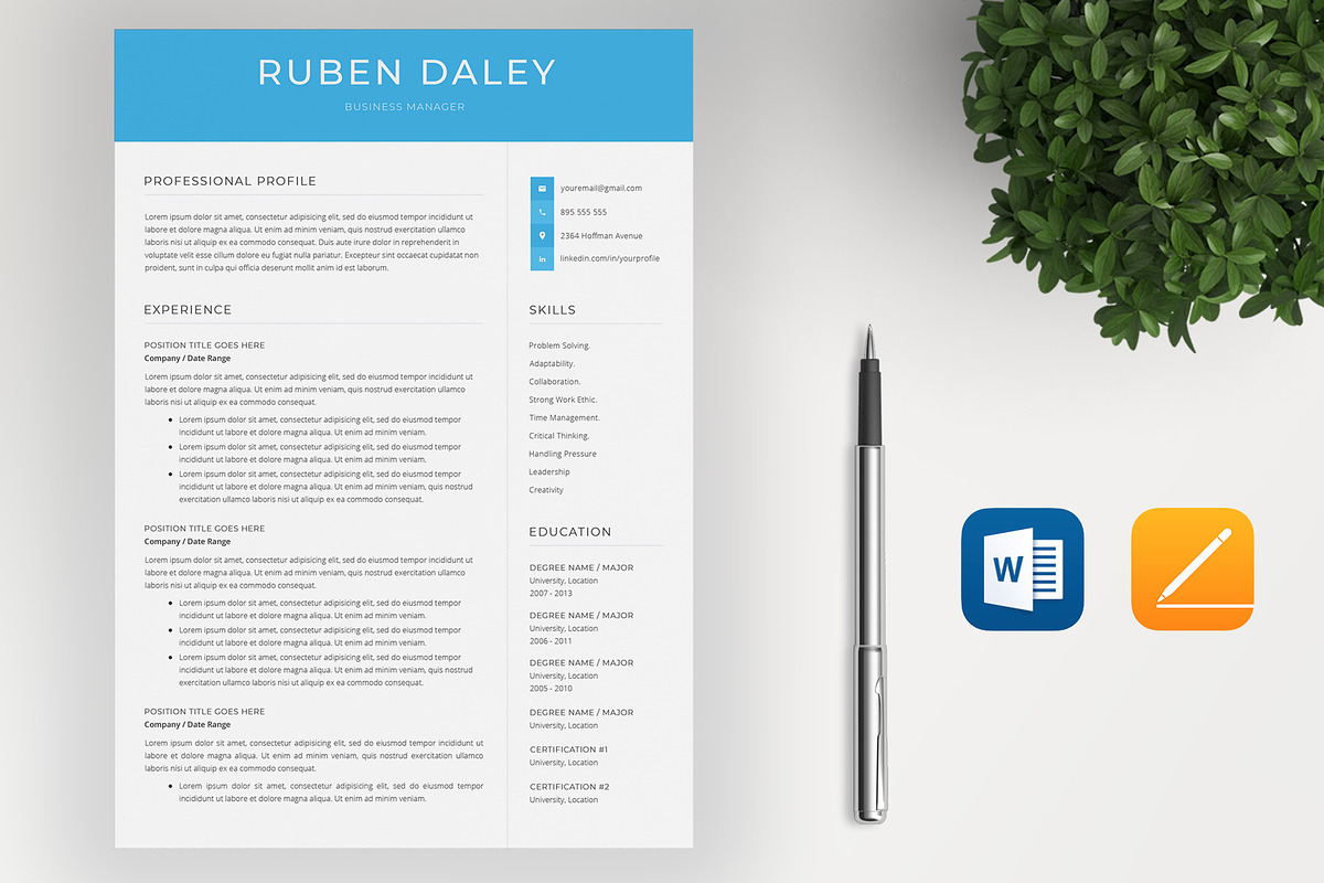 Modern Resume Template / CV Template, a Resume Template by SalientResume (Photo 2 of 5)