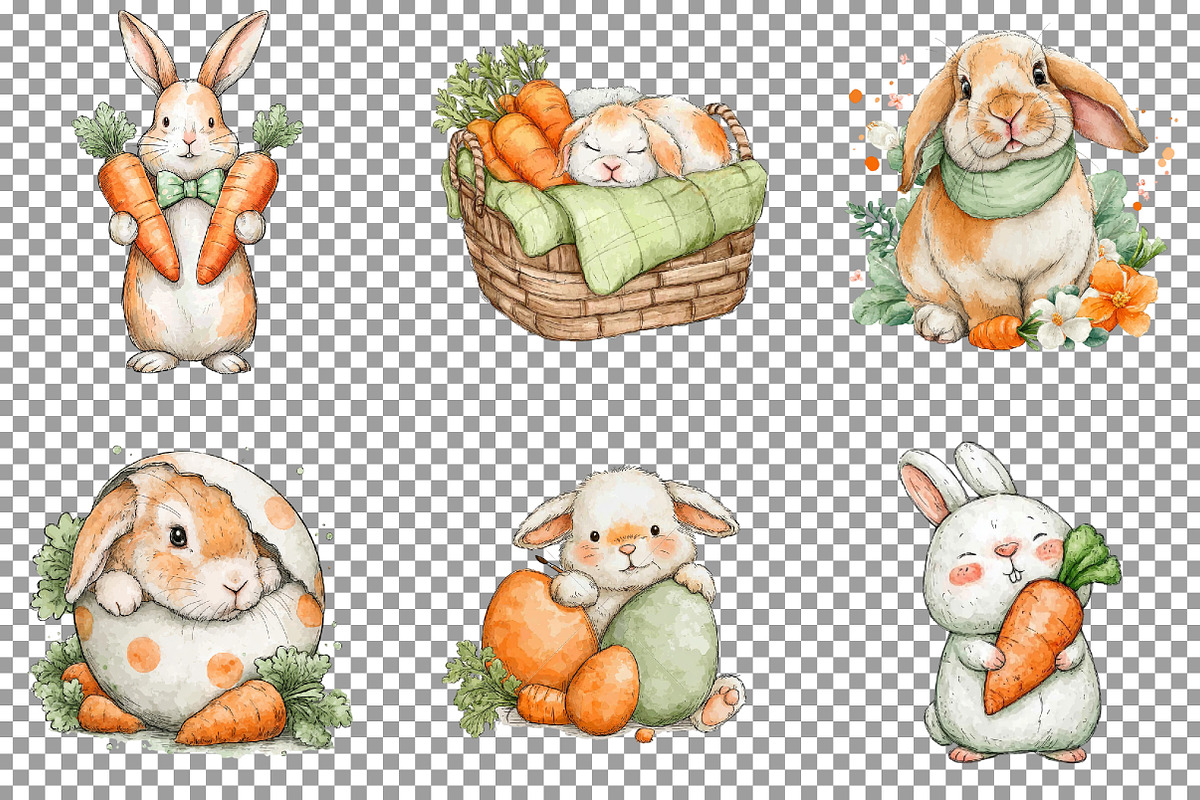 Watercolor Easter Bunny Clipart, an Illustration by Sublimation Artist (Photo 2 of 7)