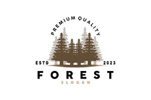 Forest Logo, Wood With Pine Trees