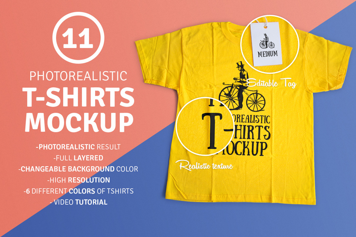11 Photorealistic T-Shirt Mockup, a Shirt Mockup by GraphicHero (Photo 1 of 5)