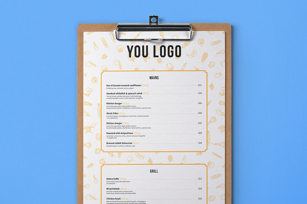 Menu set and patterns, a Brochure Template by Hellgram (Photo 2 of 7)