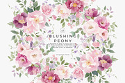 floral clipart watercolor peonies, a Decorative Illustration by Patishop Art (Thumbnail 2 of 10)