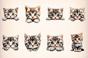 watercolor funny peeking cats clipar, an Illustration by GatewayDesign (Thumbnail 4 of 9)