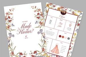 Watercolor Made of Honor Info Card, a Print Template by McLittle Stock