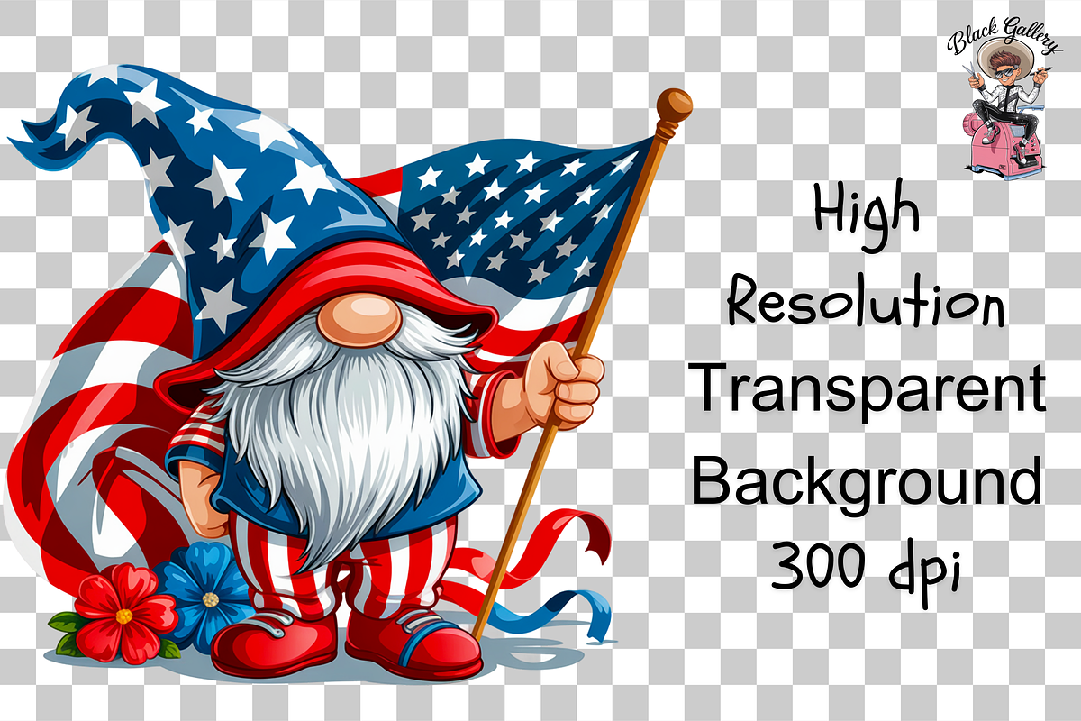 4th of July Gnome Clipart Png Bundle, an Illustration by Clipart Bloom (Photo 10 of 11)