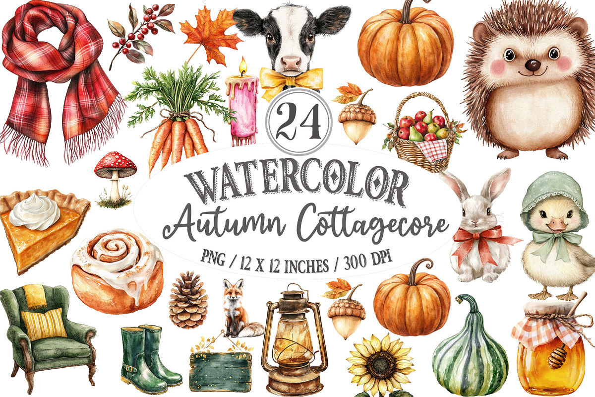 Cozy Autumn Cottagecore Clipart, a Seasonal Illustration by Designking (Photo 1 of 4)