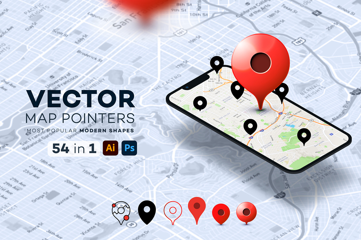 54 Vector Map Pointers, an Icon by Alexey Yarkin (Photo 1 of 3)