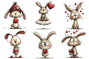 Whimsical Bunny Valentine's Day Clip, an Illustration by Pixels.Craft (Thumbnail 2 of 5)