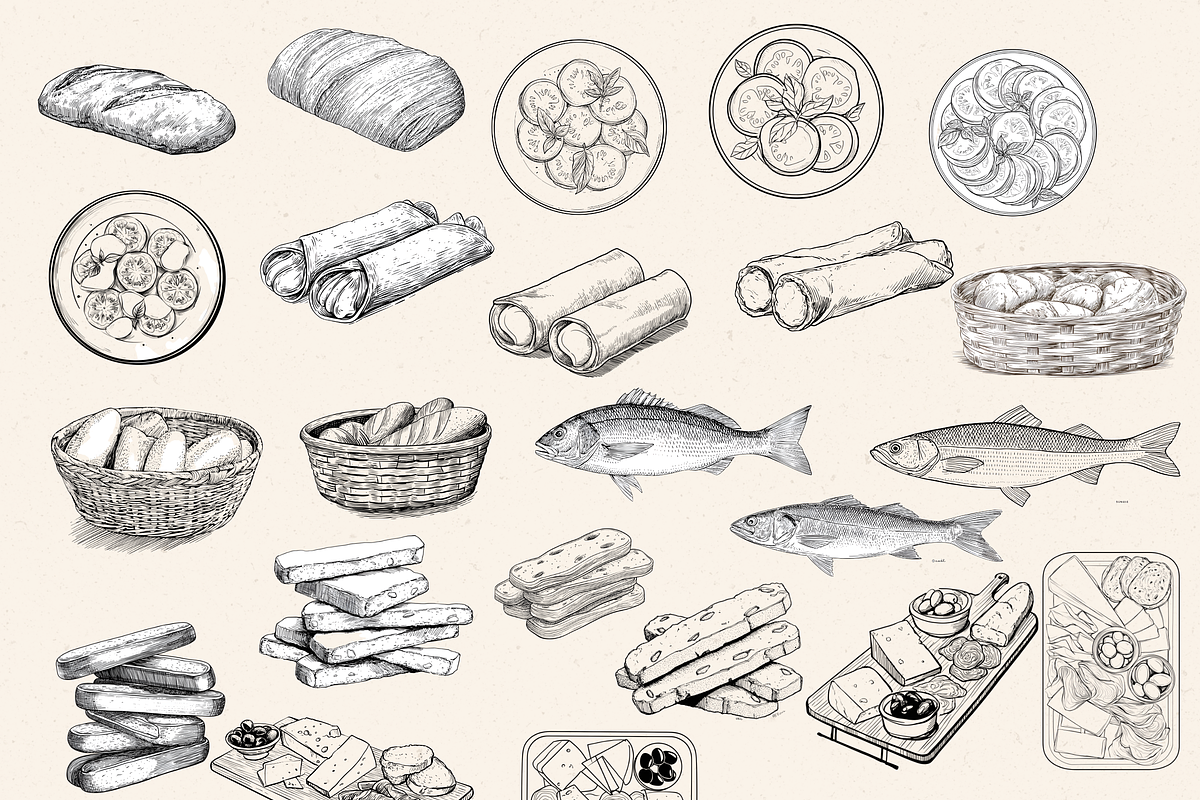 ITALIAN DINNER DOODLE CLIPART PACK, a Food Illustration by Daring Digies (Photo 4 of 7)