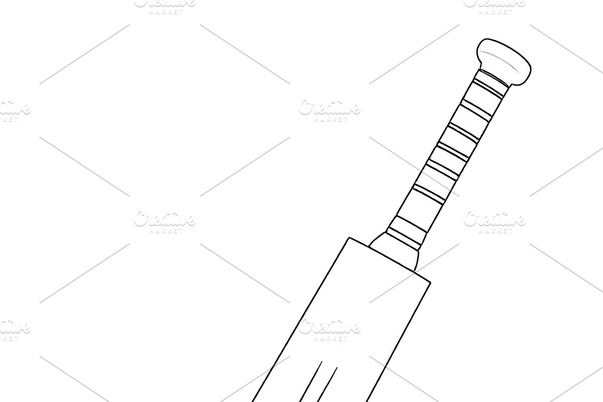 Cricket bat and ball black and white isolated graphic, a Sport Illustration by DanFLCreativo