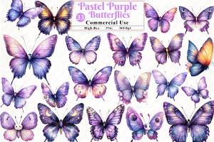 Pastel Purple Butterflies PNG, an Illustration by Watercolor design